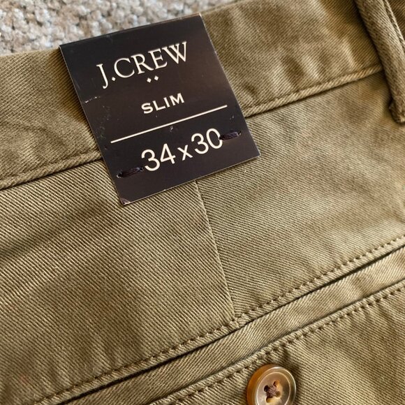 NWT J. CREW FACTORY OLIVE GREEN SLIM-FIT FLEX PANTS - SIZE 34 x 30 - Picture 10 of 15